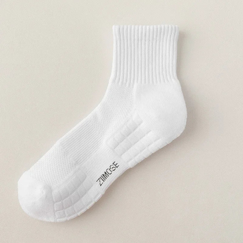 1pc 4pcs 5pcs 10pcs Socks Men's Cotton Spring Towel Bottom with Velvet Mid-tube White Stockings Thickened Sports Basketball Sock