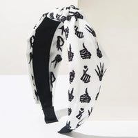 Women Halloween Cosplay Knotted Padded Headband Pumpkin Spider Bat Print Wide Hair Hoop Trick or Treat Hair Accessories