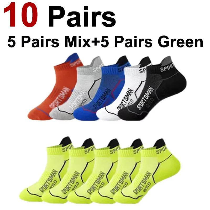 10/12 Pairs High-Quality Knitted Anti Odor Men Sports Socks Summer Sweat Absorbing Mesh Breathable Couple Running Casual Socks
