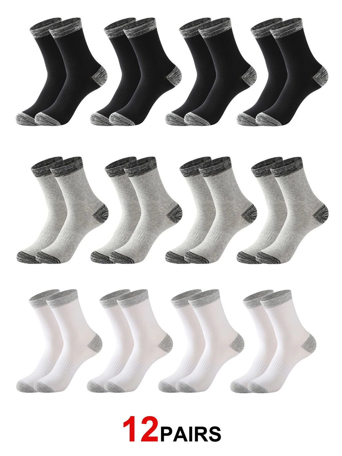 12Pairs Super Thick Merino Wool Socks Male Men Winter Thermal Cashmere Socks Fleece Terry Loop Middle Tube Socks High Quality