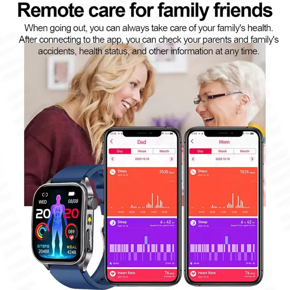 2026 New Health Smart Watch Laser Therapy Reduce Three Highs Blood Oxygen Pressure Uric Acid Blood Lipid ECG Smartwatch For Man