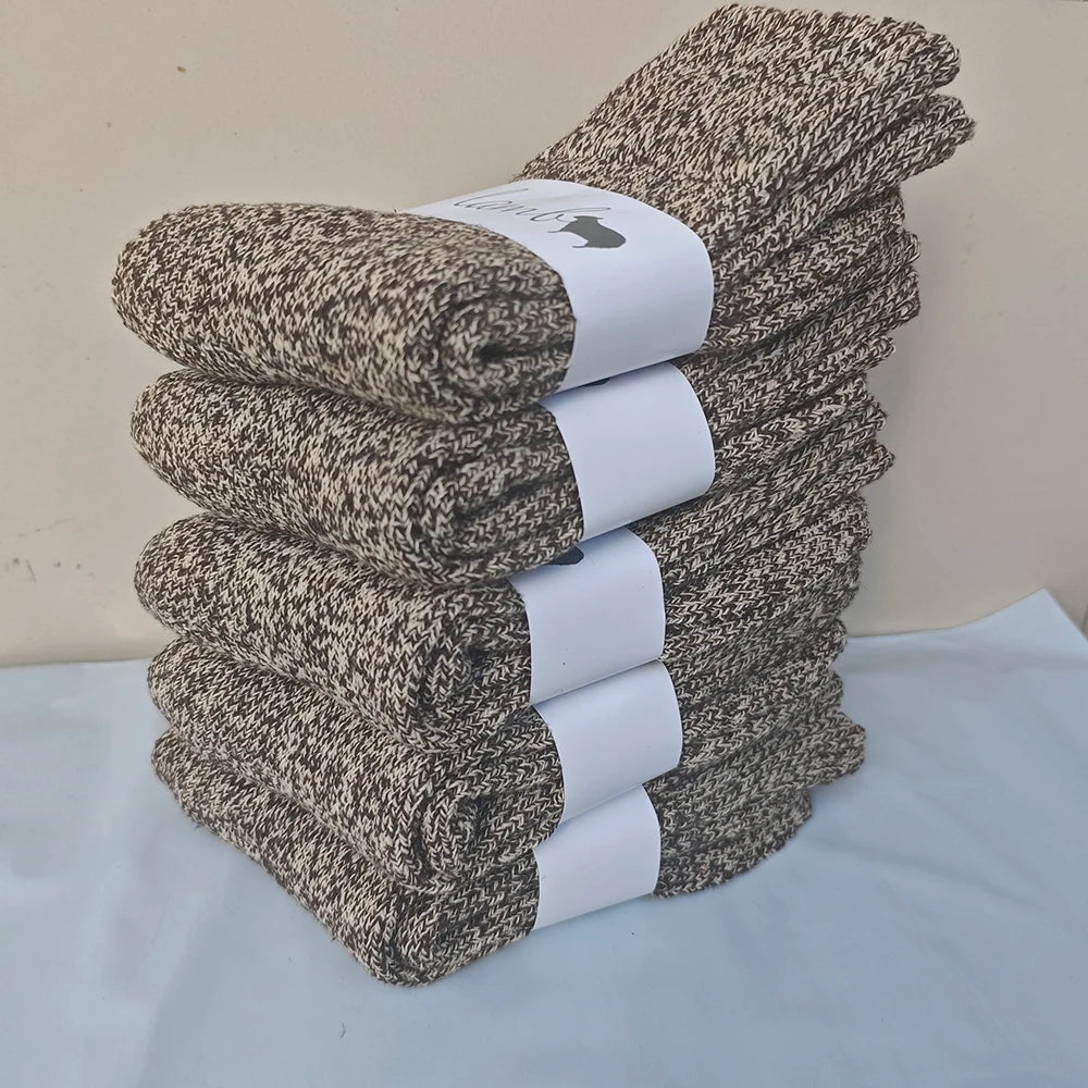 3/5 Pair Winter Men's Merino Wool Socks Super Thick Warm High Quality Harajuku Retro Snow Casual Antifreeze Cashmere Socks Men