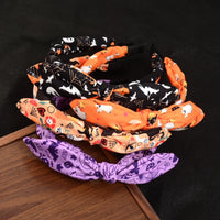 Vintage Halloween Print Bow Hairband, Spider Web Skull Pattern Knotted Headband, Party Dress‑up Hair Accessories for Ladies