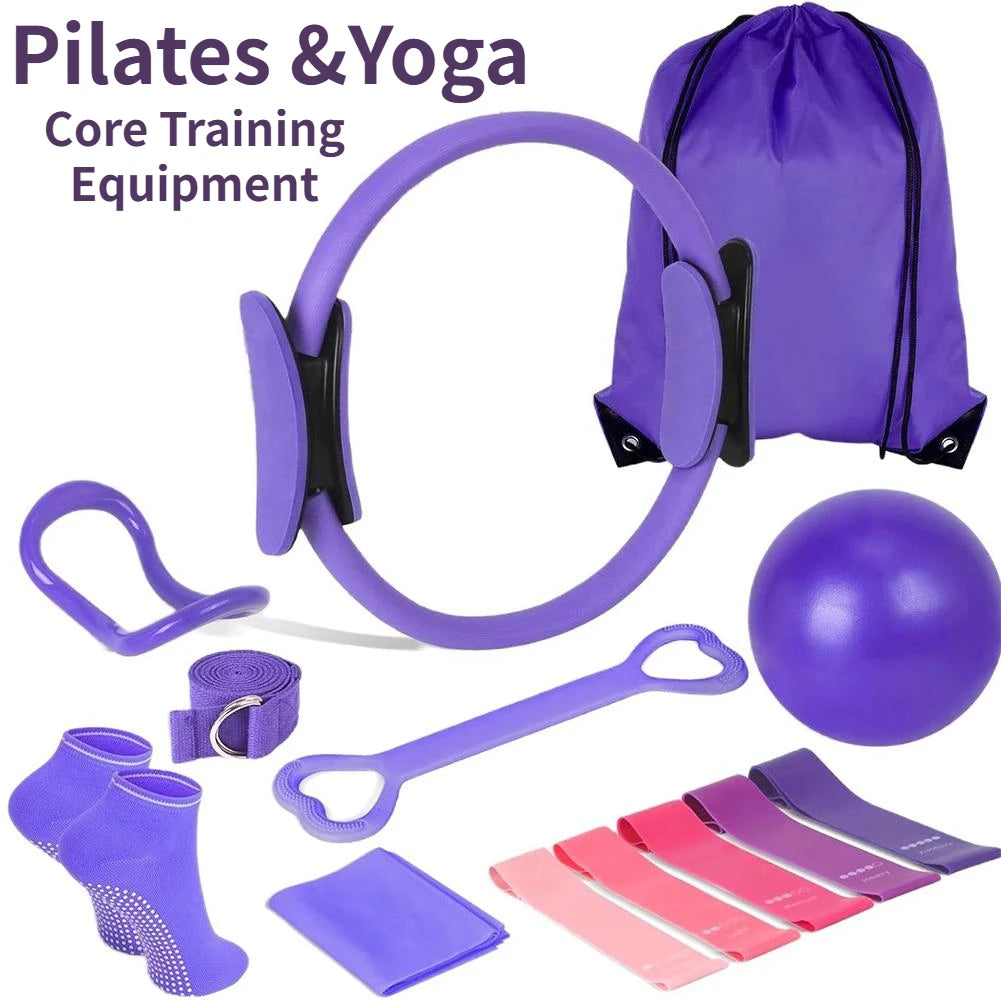 13 pcs Pilates Essentials Kit Yoga Circle Gym Set Stretching Core Training Equipment  For Flexibilit Home Workout