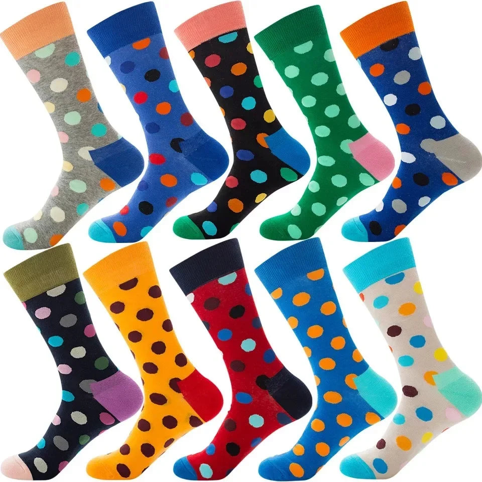 10 Pairs Lot Pack Men Women Couples Lover Socks New Arrival Rhombus Animal Christmas Cartoon Fruit Food Dot Cotton Happy Socks