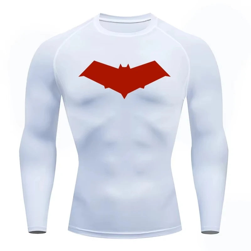 Bat Print Men's Compression T-Shirt Quick Dry Gym Workout Top | Summer Fitness Rashguard for Running & MMA ZY0037