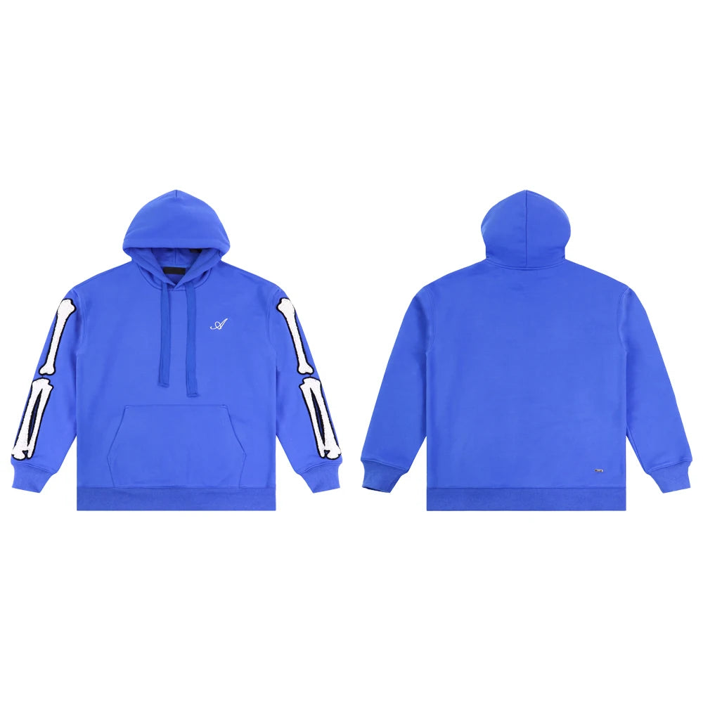 Y2k Clothing Men Oversized Hoodies with Skull Bone Embroidery Streetwear Cotton Hip-hop Street Style Casual Retro Winter Hoodies
