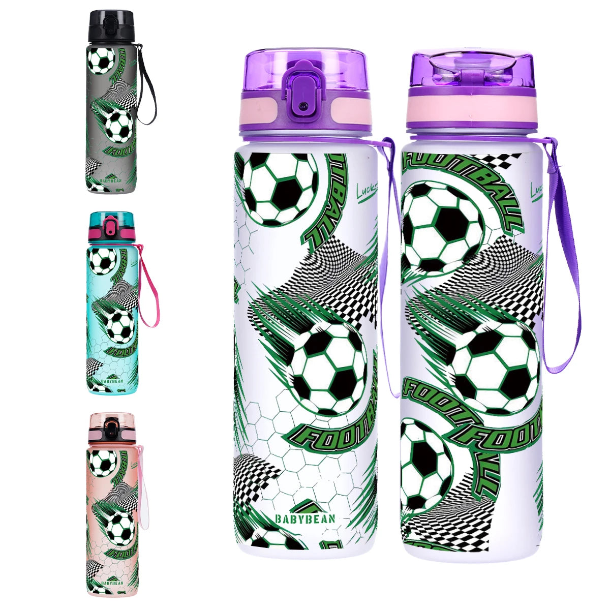 750ml Football Pattern Kids Water Bottle Leak Proof Flip Lid Portable Sports Drink Cup For Boys Outdoor Sport