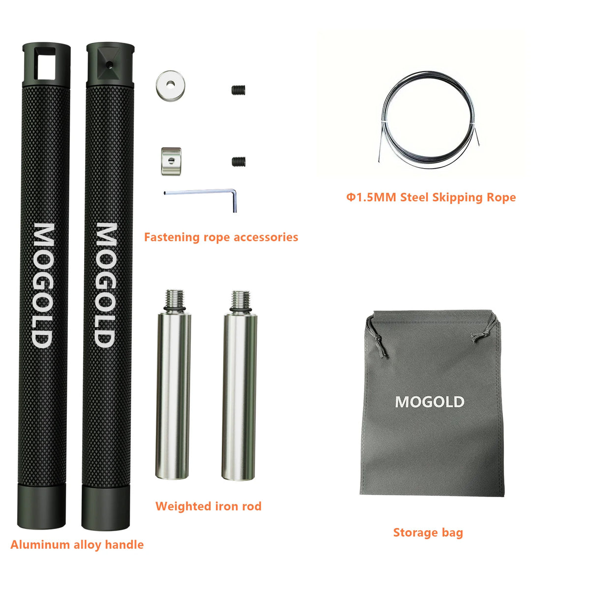 MOGOLD Ultra-durable Wire Jump Rope | Non-slip Handles with Comfortable Grip, Professional Fitness