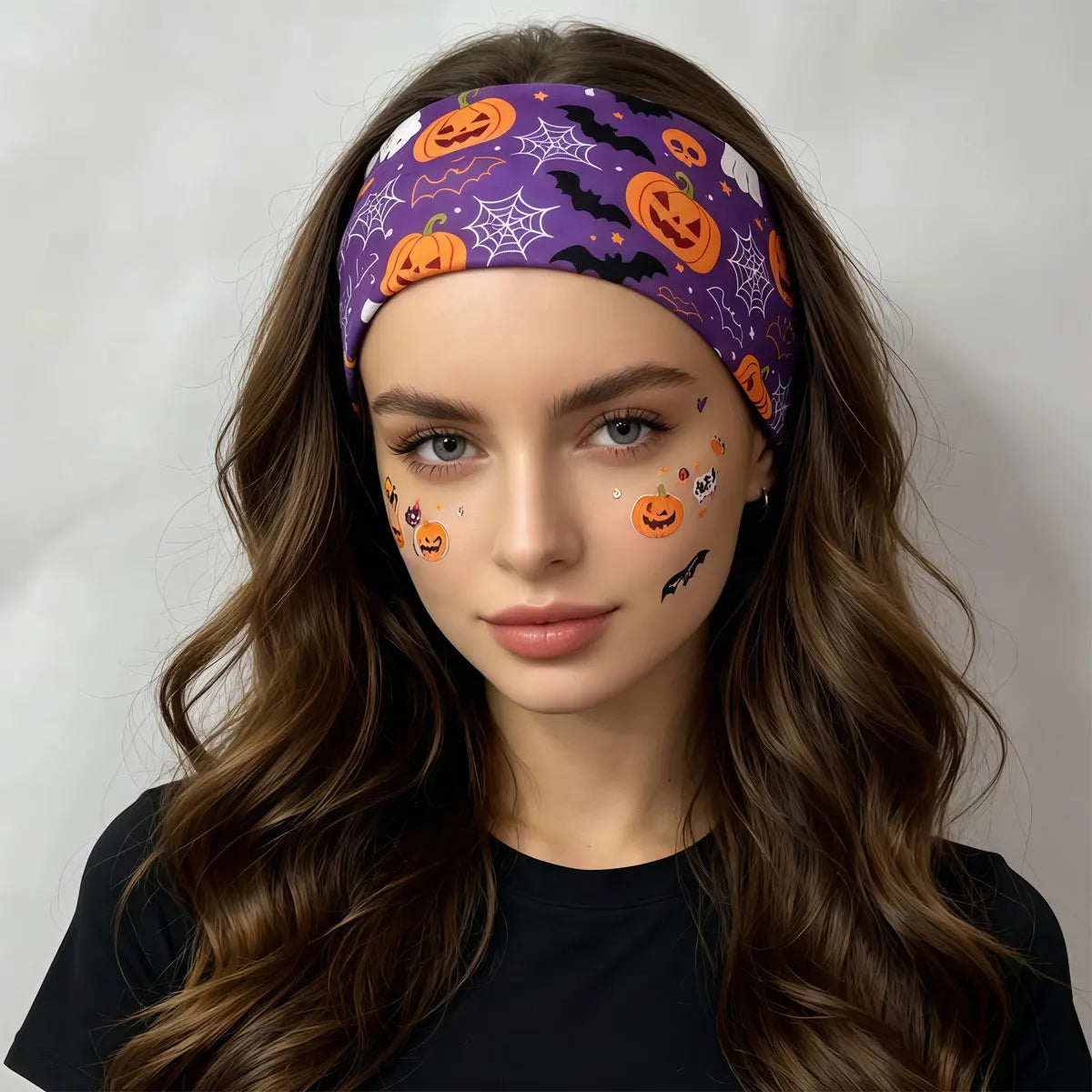 1PC  2026 New Halloween Headband - Fashionable and Cute Pumpkin Ghost Print Scarf - Elasticated Party Party Accessories