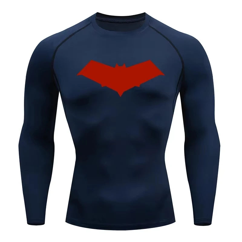 Bat Print Men's Compression T-Shirt Quick Dry Gym Workout Top | Summer Fitness Rashguard for Running & MMA ZY0037