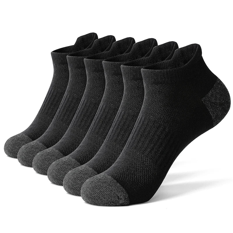 6 Cotton Man and Women Socks Sports Solid Color Male's Short Sock Cycling Breathable Mesh Ankle Summer Running Socks