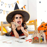 20pcs Drawstring Packing Bag Halloween Candy Pouch Goodies Drawstring Bag Pumpkin Burlap Bag Halloween Treat Bag Candy Bag