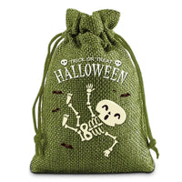 24pcs Set Drawstring Gift Bags Halloween Magic in a Bag Ghost Pumpkin Skull Pattern for Trick-or-Treating & Candy Giving