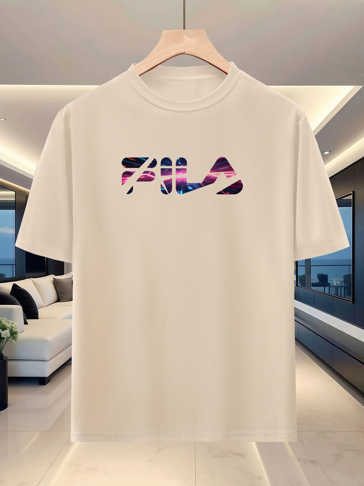 New men's running T-shirt - Spring/Summer lightweight top - Cool letter print - Breathable and casual sports T-shirt