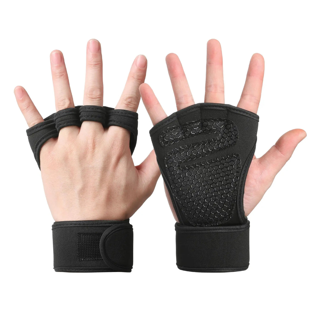 Half Finger Weight Training Gloves for Men Women Fitness Sports Wrist Palm Protector Gloves Anti-slip Gym Cycling Gloves Black