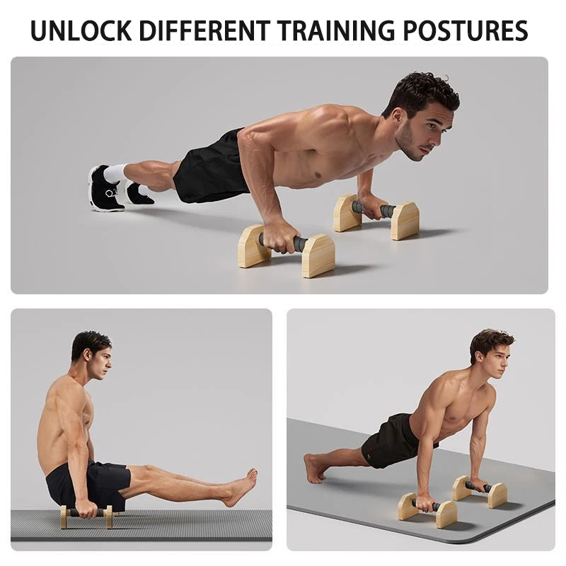 Push-up Stand Wood Pushup Bars Exercise Non-Slip Parallettes Handle Stands Calisthenics Fitness Equipment Home Strength Training