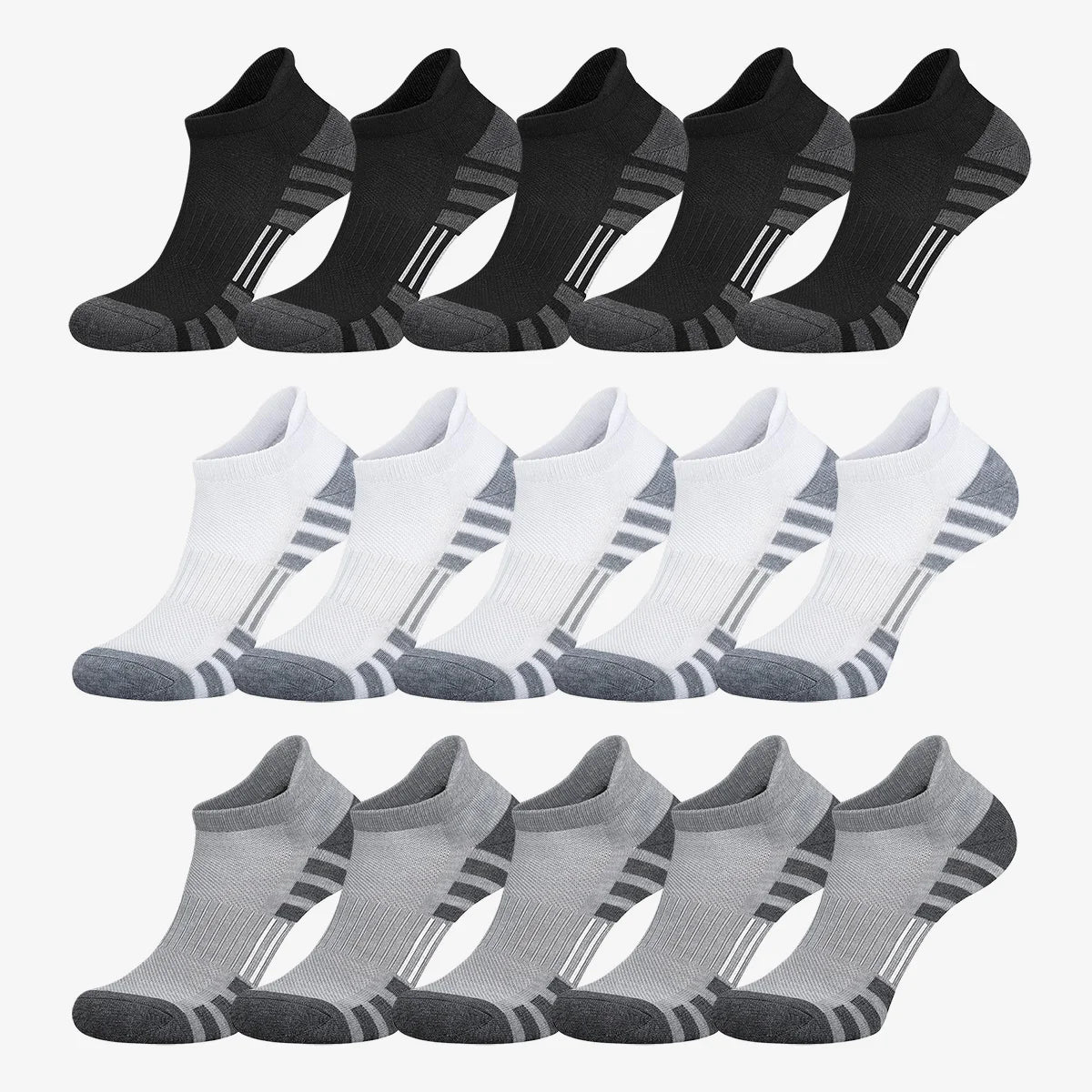 1/5 Pairs Unisex Ankle Athletic Running Socks Low Cut Sports Socks Breathable Cushioned Tab Socks for Men and Women