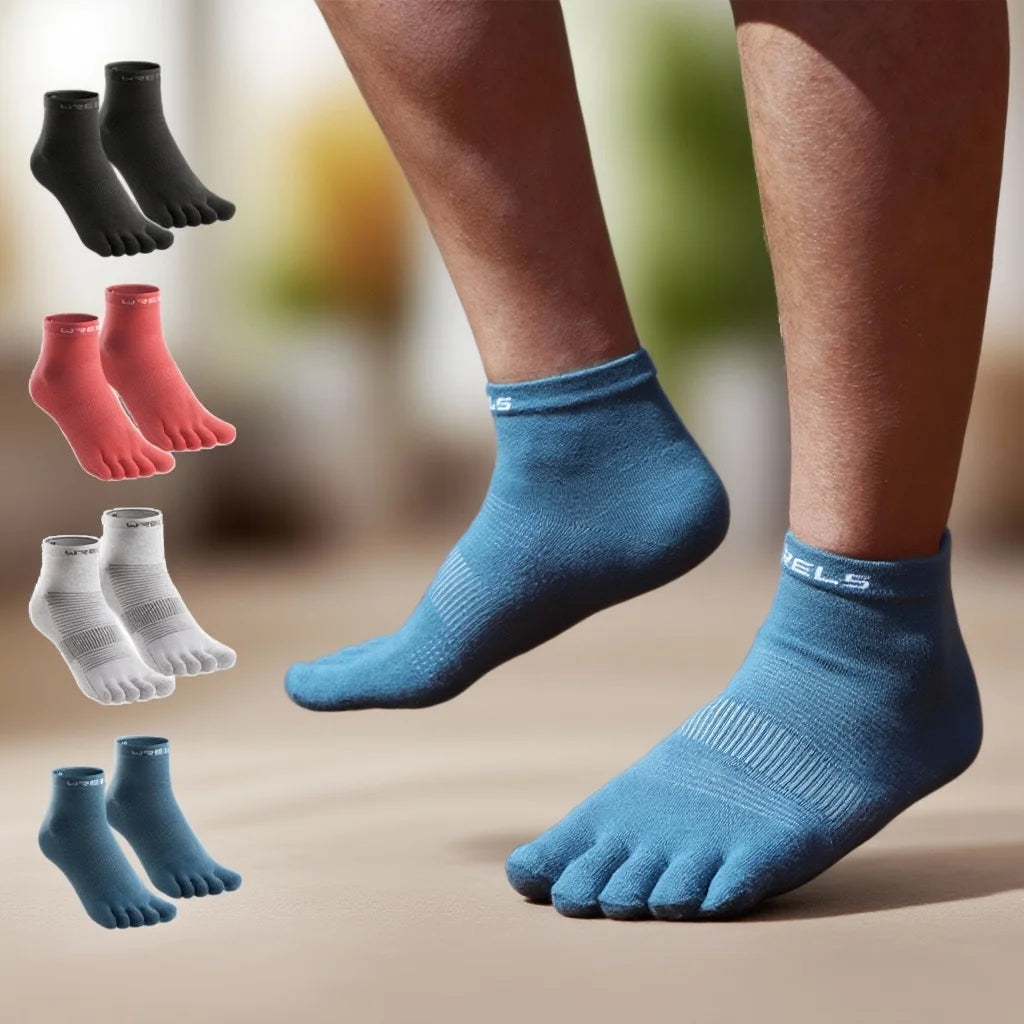 WRELS Quick Dry Sports Socks Sweat Wicking Breathable CoolMax Running Cycling Fitness Marathon Split Toe Athletic Pair