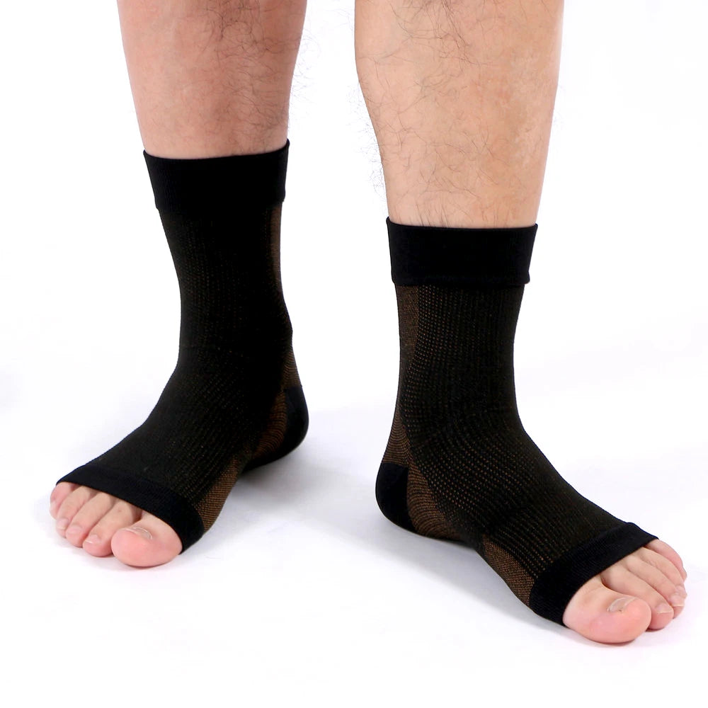 Copper Compression Ankle Brace Sock for Men and Women, Pain Relief Support, Foot Anti-Fatigue, Sport Running, Cycling, 1Pair