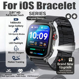 New1400mAh Large Battery Smart Watch 5ATM Waterproof LED Flashlight 100+ Sports Modes Heart Rate Fitness Tracker Men Smart Watch