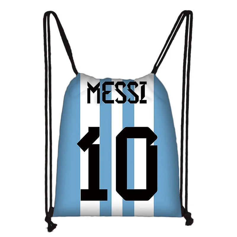 Child Printed Drawstring for s Football L-LionelS M-MessiS Shopping Bag Men Women Football Sports Gym Storage Yoga Backpack