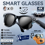 2026New 8MP 4K HD Camera AI Glasses Men 3600mAh Power Bank 32G Memory 160+ Translation Glasses Waterproof Smart Sunglasses Women
