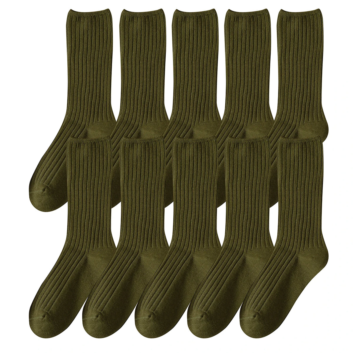 10Pairs Retro Women Cotton Loose Socks Autumn Winter Knitting Solid Color Long Black Korean Japanese Student Girls