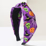 Women Halloween Cosplay Knotted Padded Headband Pumpkin Spider Bat Print Wide Hair Hoop Trick or Treat Hair Accessories