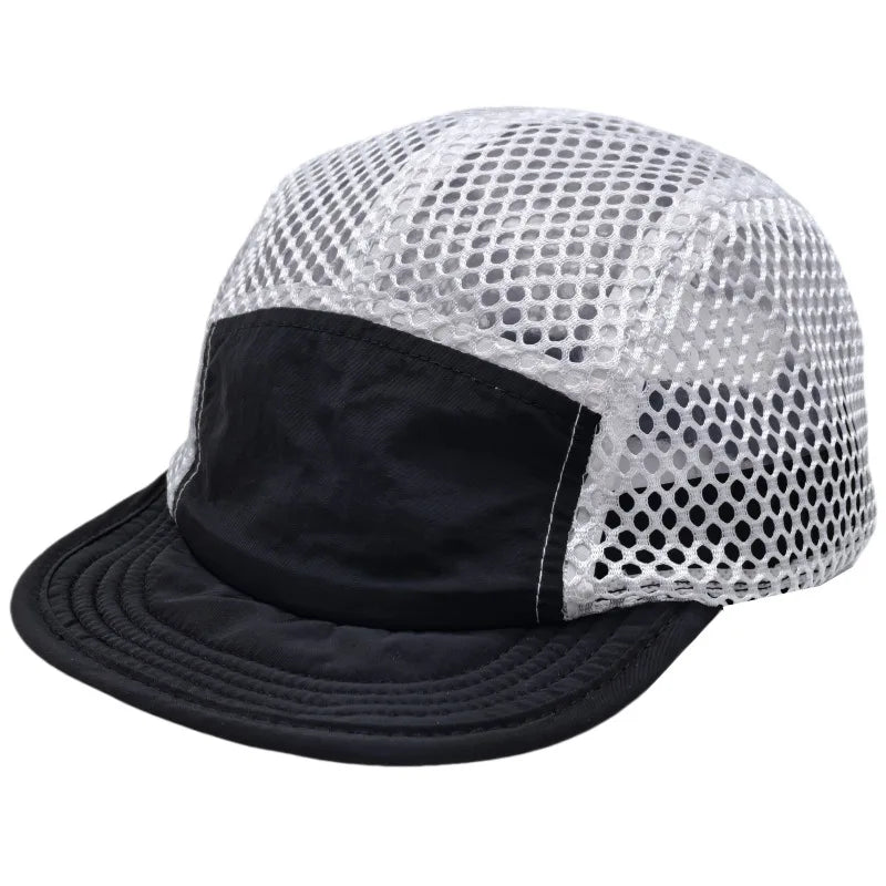 5 Panel Mesh Trail Running Cap Quick Dry Breathable Baseball Hat Adjustable Unisex Outdoor Sports Cycling Hiking Camping Sun Cap