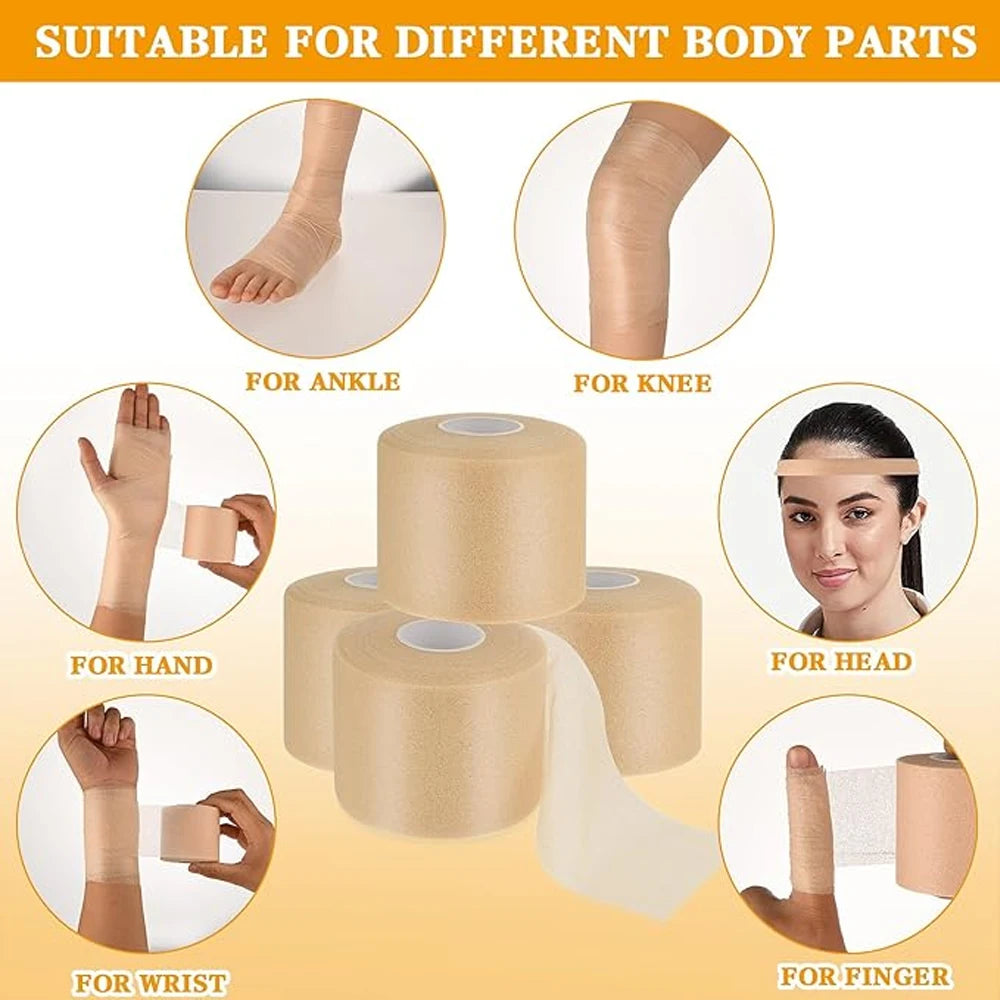 3Roll Self Adhesive Bandage Wrap, Cohesive Wrap for All Sports - Brown Non-Woven, Breathable Athletic Tape for Wrists, Knee Ankl