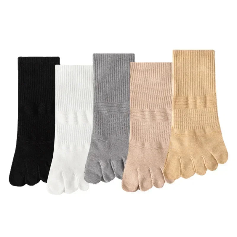 5 Pairs Five Finger Socks Women Low Cut Ankle Toe Socks with Separate Fingers Summer Mesh Cotton Sports Socks Running Yoga