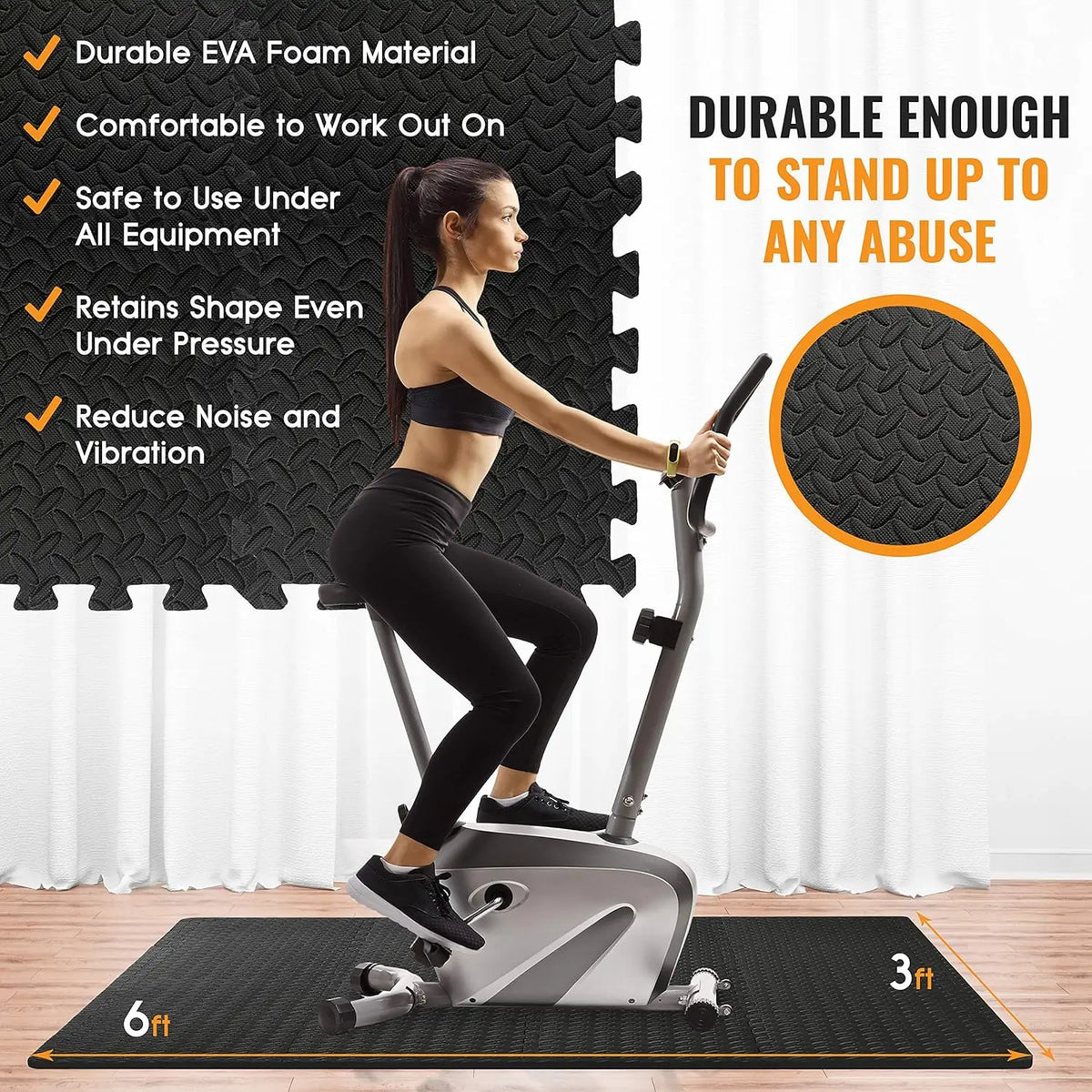 16-Piece EVA Foam Interlocking Fitness Mat Anti-Slip and Shock-Absorbing Exercise Mat Portable Yoga Mat Fitness Essential