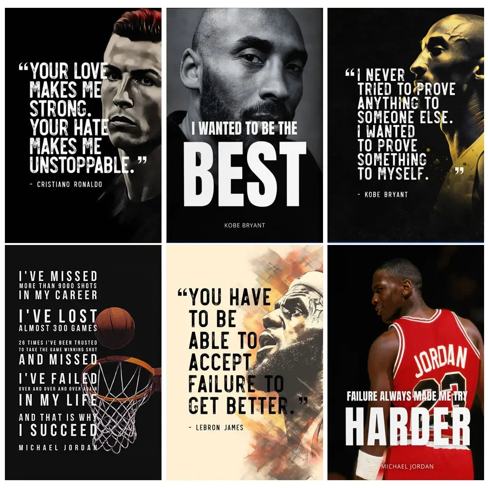 Legendary Basketball Stars Motivational Poster  Curry Jordan Kobe  Championship Wall Art for Home Decor  Sports Prints  Painting