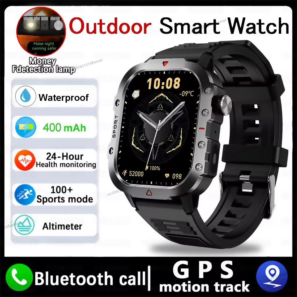 2026 New Military Smart Watch Men 3ATM Outdoor Sports Fitness Tracker Blood Pressure Health Monitor BT Calls GPS Smartwatch Hw12