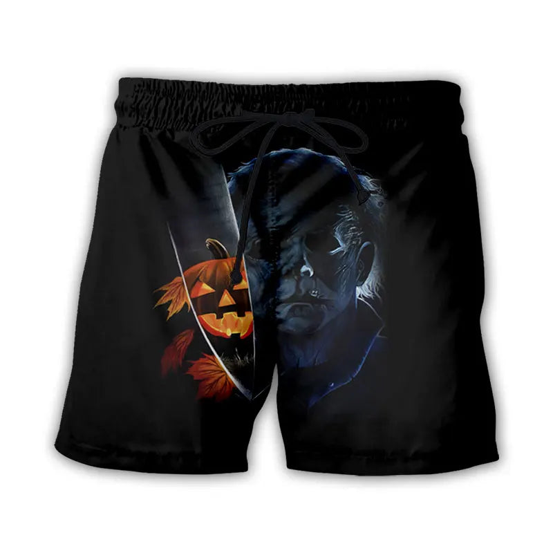 New Fashion Women/Men's 3D Print  Halloween Michael Myers  Summer Beach Shorts  Streetwear Men Quick Dry Vacation Casual Shorts