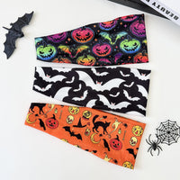 Halloween Cosplay Costume Headband Skeleton Print Yoga Fitness Party Wide Hairband Stretchy Headwrap Hair Accessory Headwear
