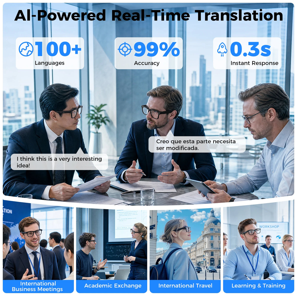 AI Smart Glasses ChatGPT Powered AI Assistant 13MP Camera Real Time Translation Smart Eyewear Bluetooth 5.4 Wearable Glasses