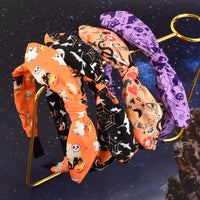 Vintage Halloween Print Bow Hairband, Spider Web Skull Pattern Knotted Headband, Party Dress‑up Hair Accessories for Ladies