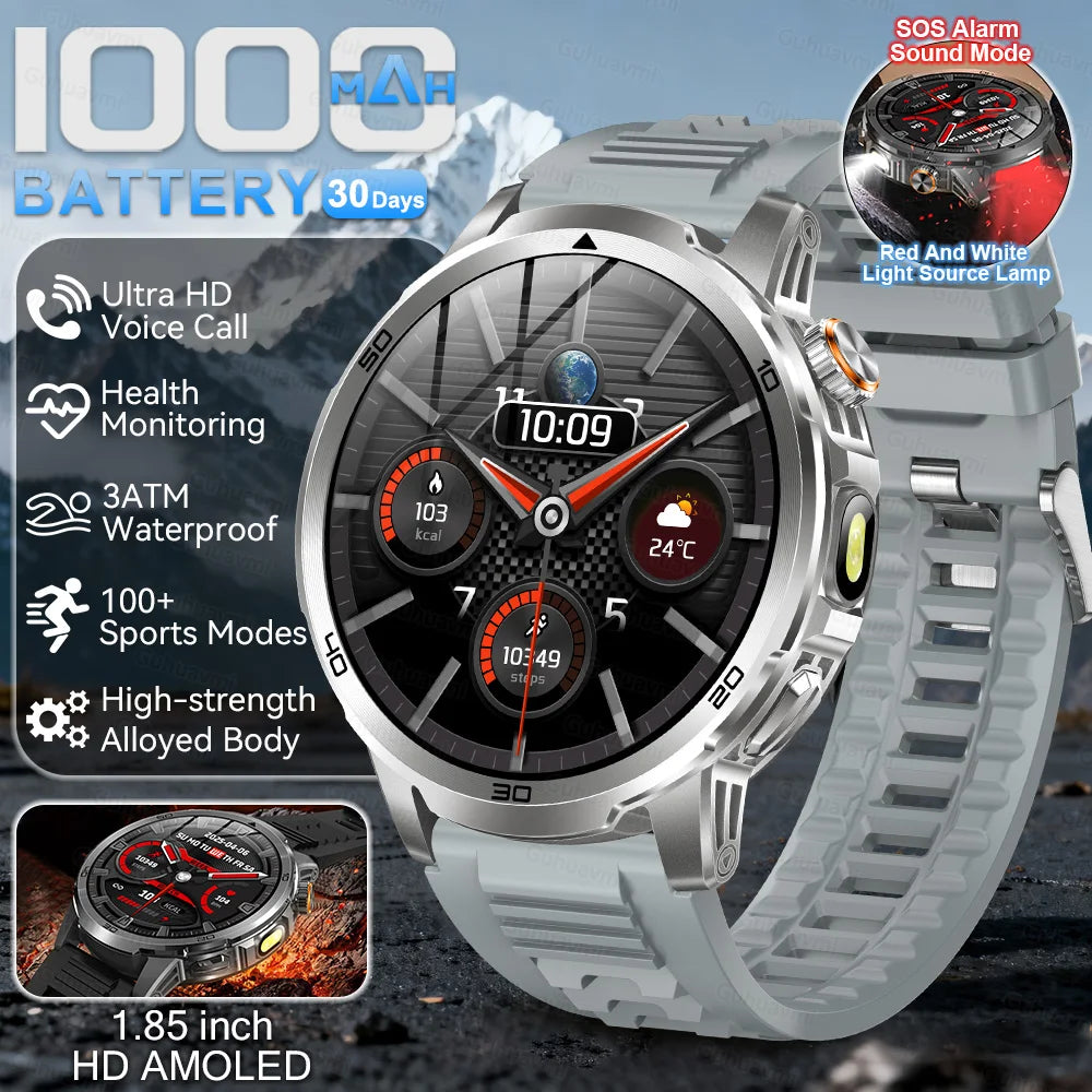 2026 Military T-Rex 3 Smart Watch Fitness Clock Men 466*466 AMOLED Screen 1000mAh Battery Flashlight Call Waterproof Smartwatchs