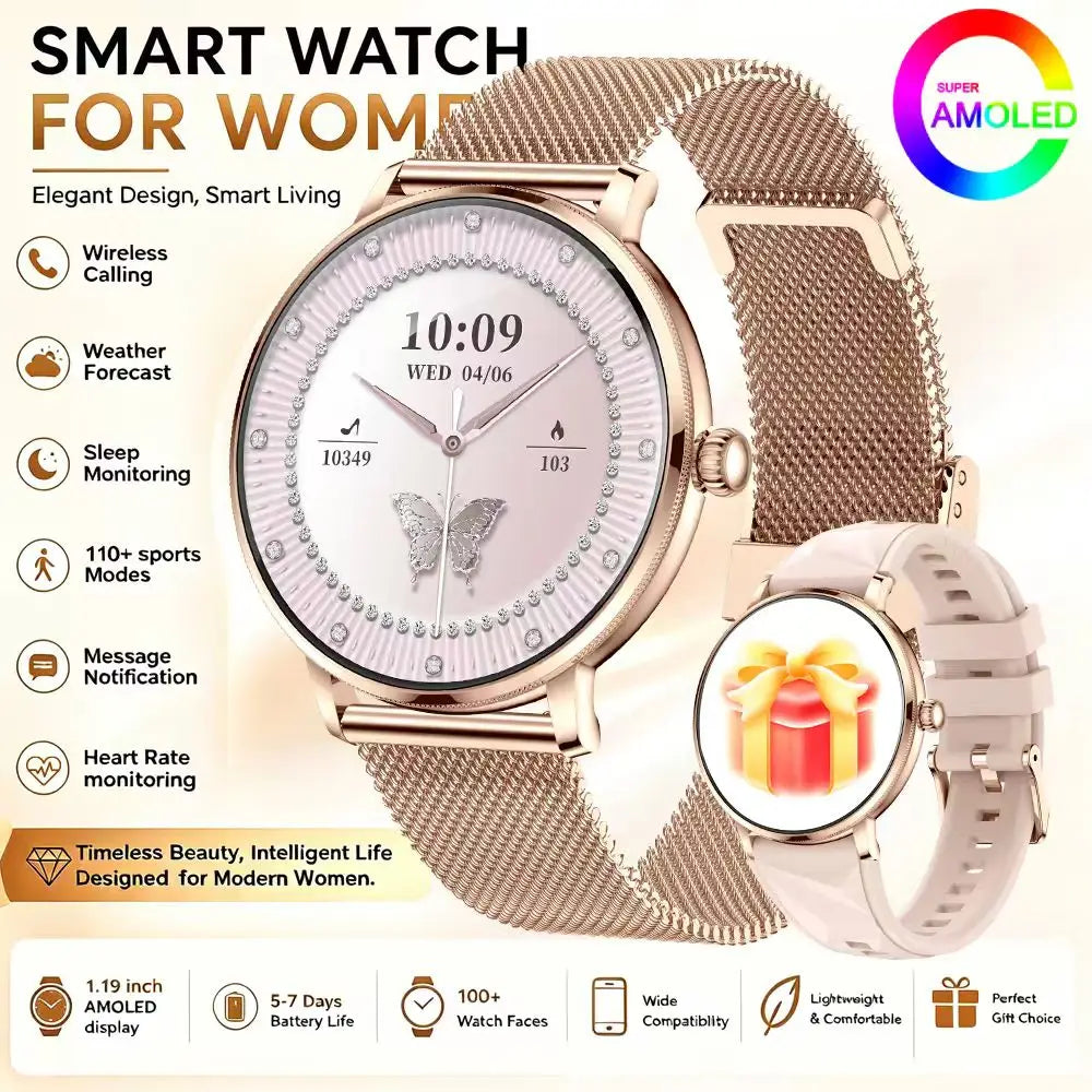 2026 Model of Military-Grade Stylish Smartwatch, 1.19-Inch AMOLED Screen, Heart Rate and Blood Oxygen Monitoring, Bluetooth Call
