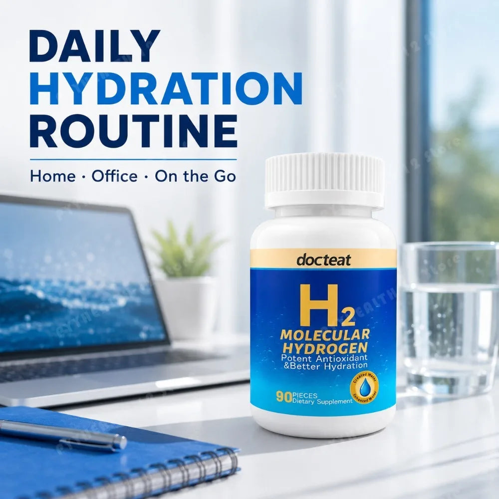 90pcs H2 Molecular Hydrogen Water Tablets with Magnesium 160mg Effervescent Drink Supplement for Travel Gym Home Hydration