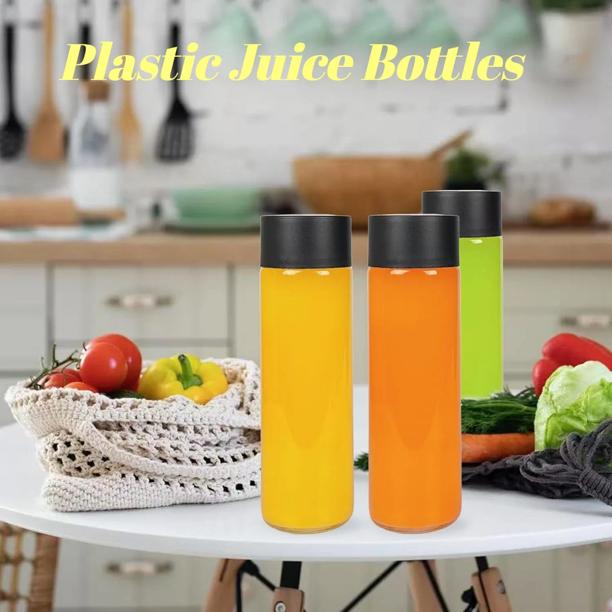 8pcs Plastic Juice Bottles, Round Drink Bottle, for Storing Juice, Milk, Beverage, for Summer Beach Partiy, Outdoor Picnics, Cam