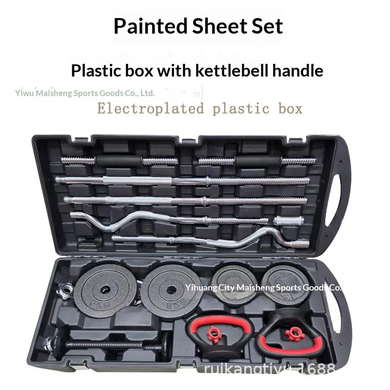 Dumbbell Manufacturer Direct Sales Men's Electroplated Adjustable Dumbbells Gift Box 55KG Barbell Combination Set Model 69