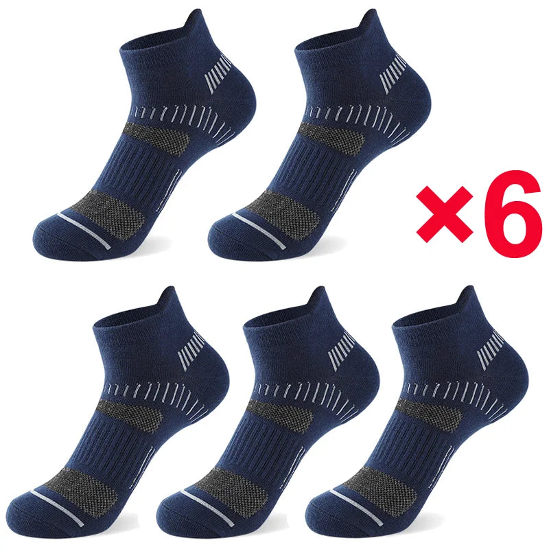 10 Pairs Men's Cotton Short Sports Socks Elastic Mesh Breathable Fabric Sweat Absorbing Socks for Running Basketball & Cycling