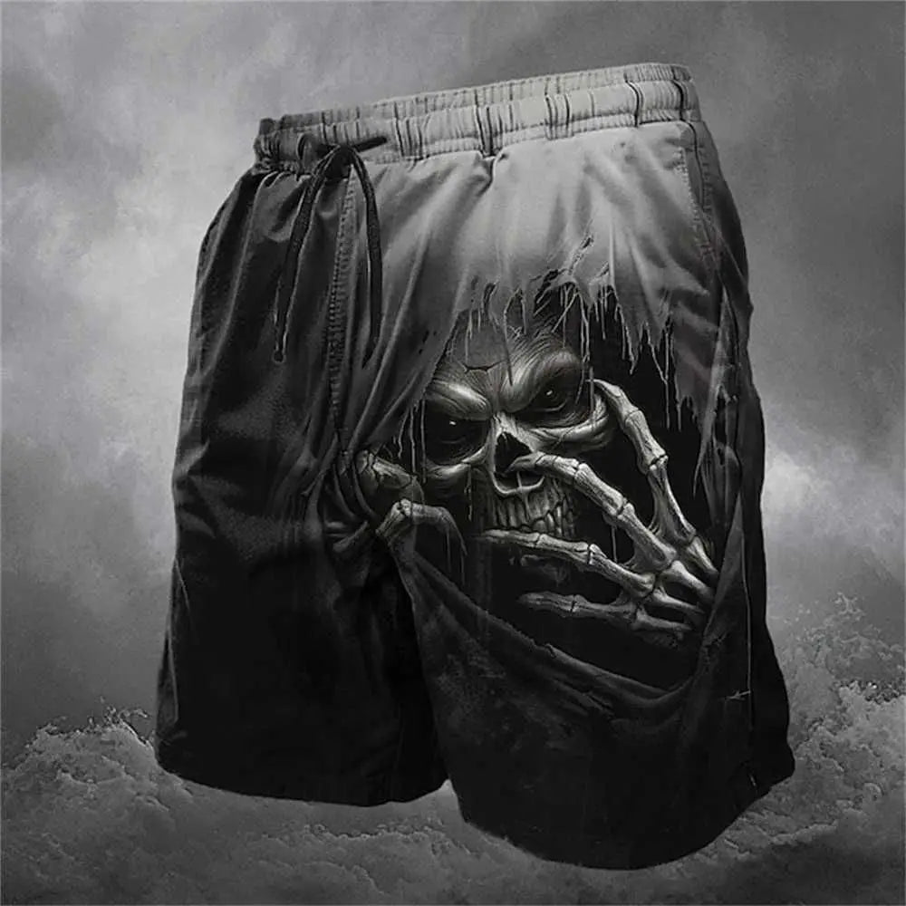 Men's Skull Long Swim Trunks Surf Trunks Shorts Fashion Street Trend Casual Daily Vacation with Elastic Waist Designer Clothing