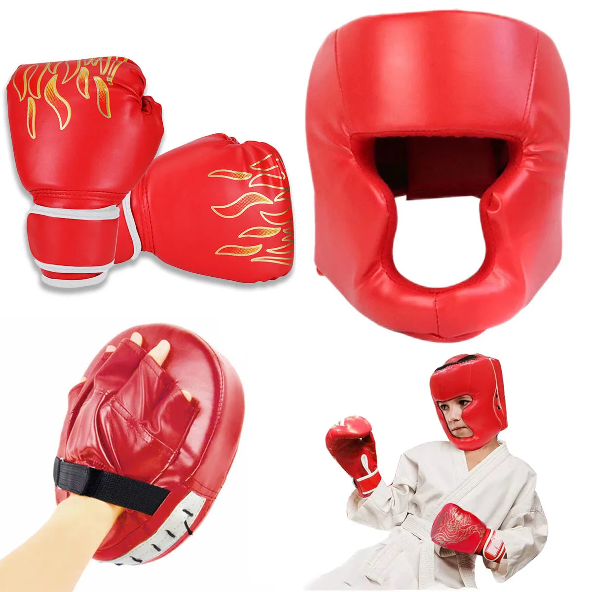 1 Pair Punching Training Workout Fight Exercise Mitts Kids Leather Boxing Gloves Kids Children Train Gym Glove Hand Protector