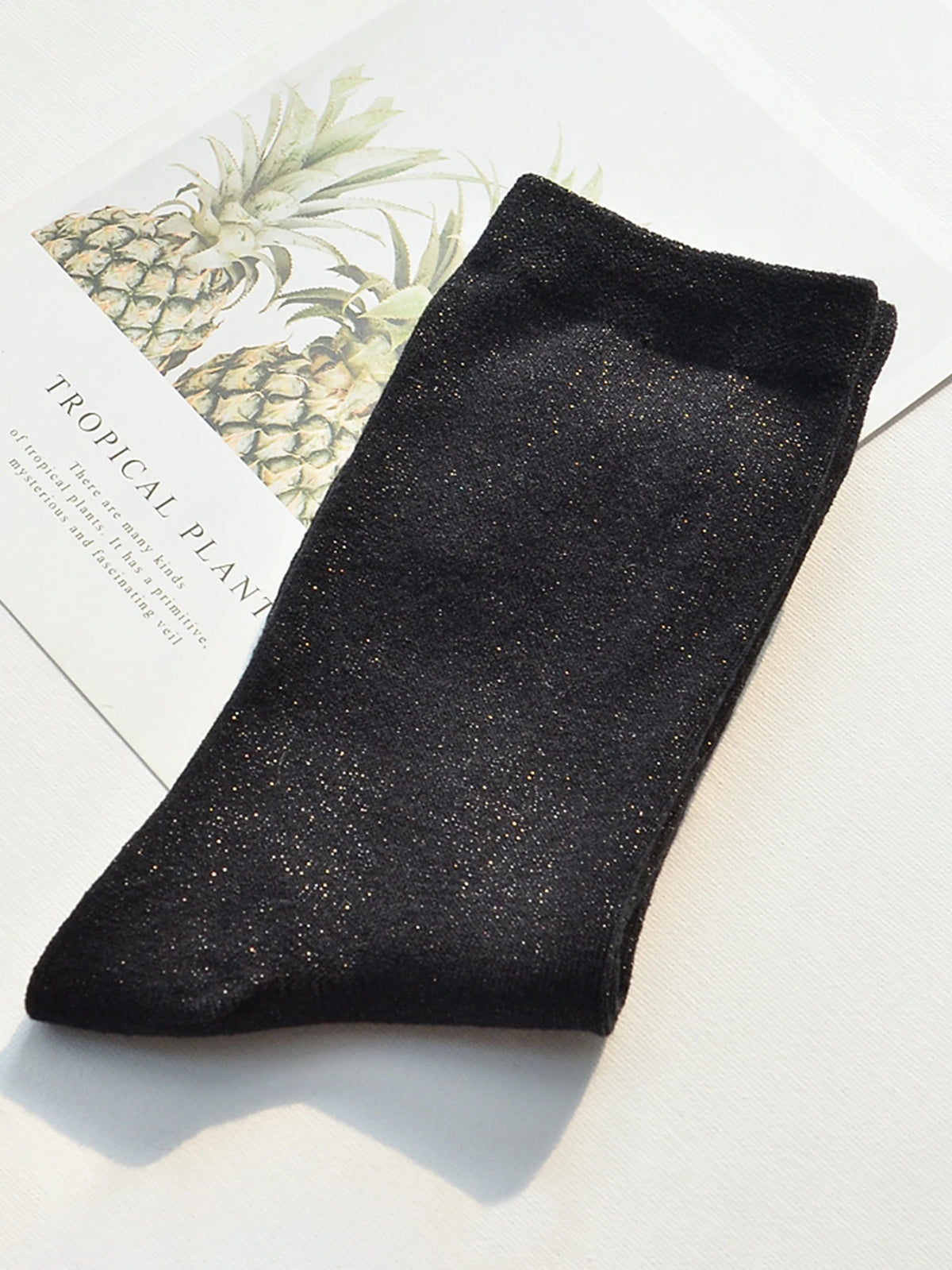 3/5/10/15 Pairs Random Solid Color Glitter Crew Socks ,Random Solid Color Glitter Crew Socks , Comfortable & Versatile for Women