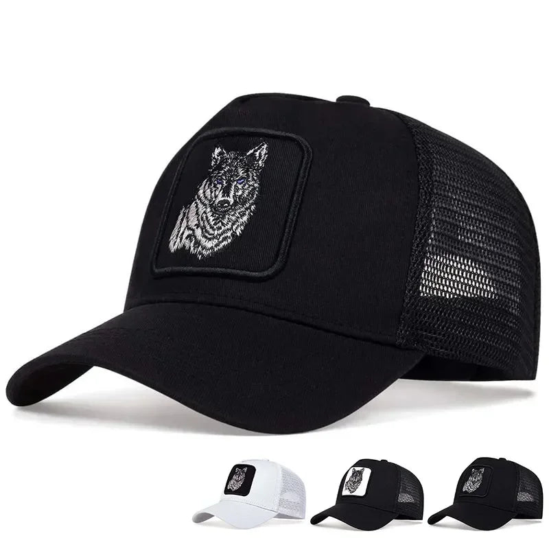 2025 New Embroidered Wolf Men's Fashion Casual Cap Women's Outdoor Breathable Sunshade Net Hat Summer Baseball Cap Breathable