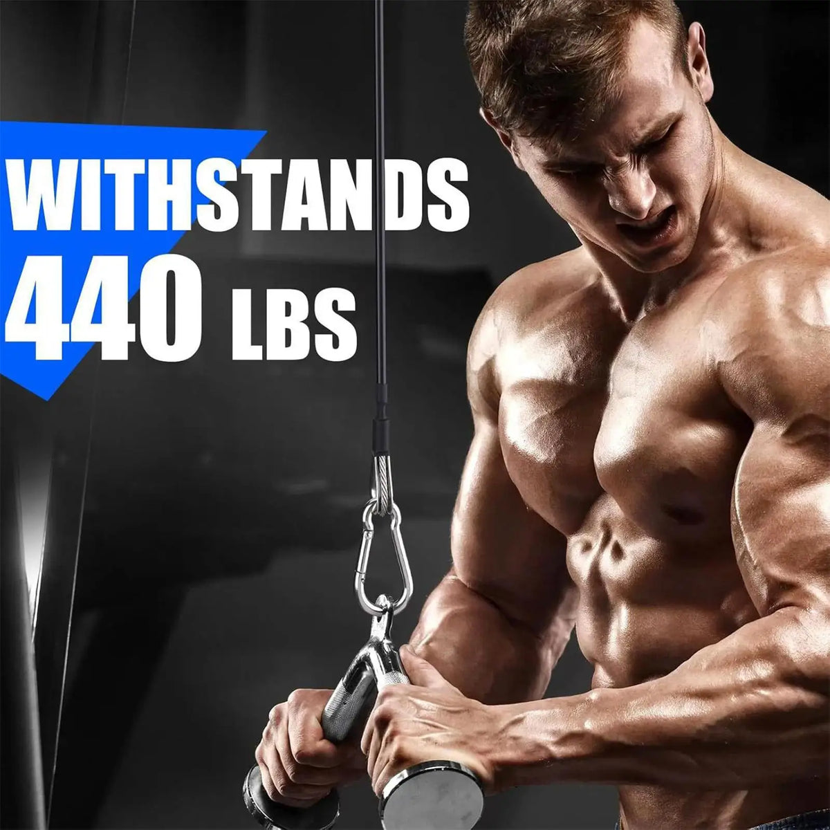 Fitness Cable Extensions 2 Piece Heavy Duty Exercise Bands for Home Gym Strength Training Pull Down Tricep Curl Resistance
